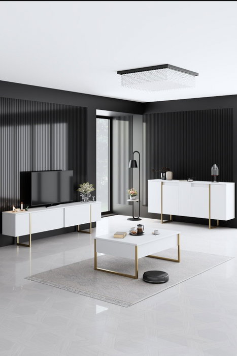 Hanah Home Luxe Consola Blanco y Oro